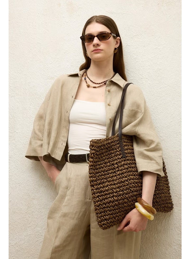 Manuka Straw Straw Bag Brown - Image 2